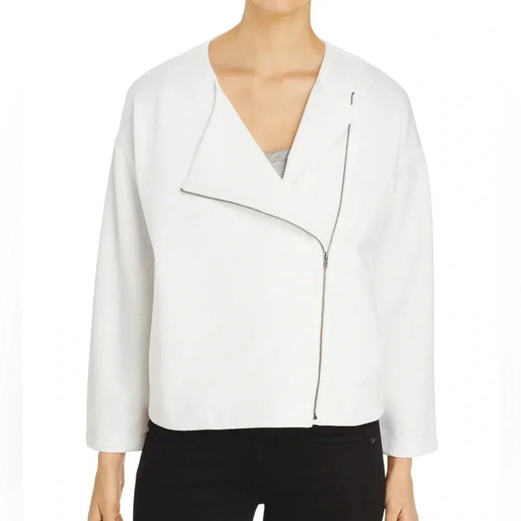 Eileen Fisher Jackets & Blazers - Eileen Fisher Women Office Wear Ivory Flex Tencel Ponte Zip Jacket Blazer Sz S